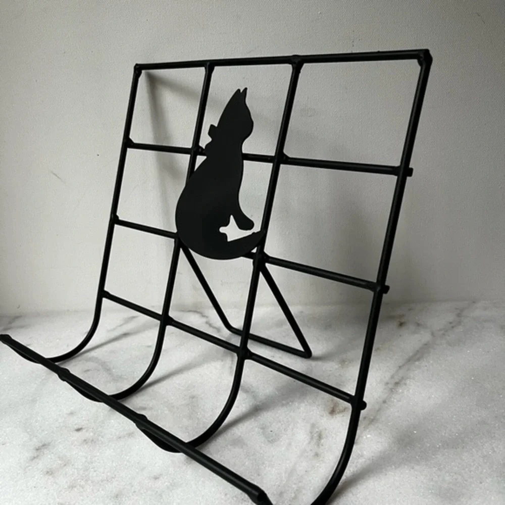 Black metal Cook Book Stand painting holder display with black cat…